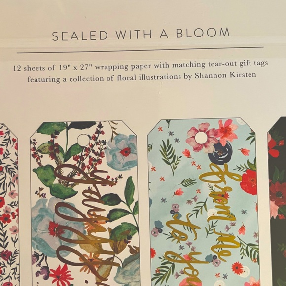 Anthropologie Sealed with a Bloom Gift Wrap & Tags, NIP. Original retail $24. - Picture 2 of 4
